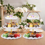 12 Pack Plastic 3 Tier Cupcake Stand Holder, White in White, alternate view 7