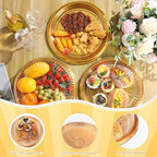 12 Pack Plastic Catering Trays with Lids, 16 Inch Round Gold in Gold, Clear, alternate view 4