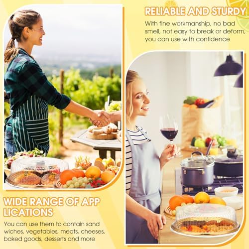 12 Pack Plastic Catering Trays with Lids, 16 Inch Round Gold in Gold, Clear, alternate view 5