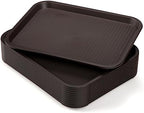 12 Pack Plastic Fast Food Trays, 13.7 x 10.5 Inch Rectangular Cafeteria Trays Restaurant Serving Tray for Coffee