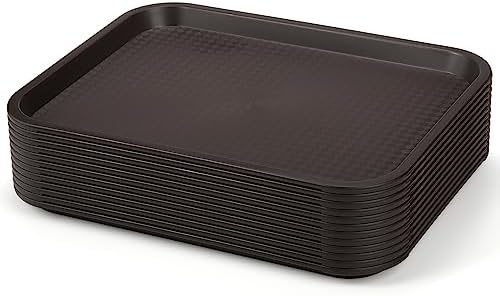 12 Pack Plastic Fast Food Trays, 13.7 x 10.5 Inch Rectangular Cafeteria Trays Restaurant Serving Tray for Coffee, alternate