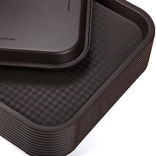 12 Pack Plastic Fast Food Trays, 13.7 x 10.5 Inch Rectangular Cafeteria Trays Restaurant Serving Tray for Coffee, alternate