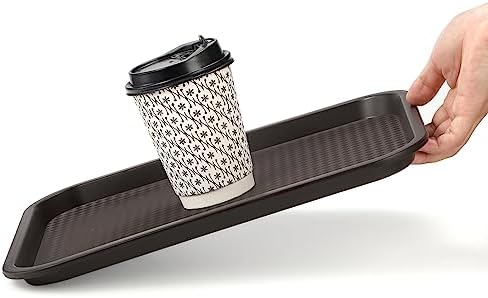 12 Pack Plastic Fast Food Trays, 13.7 x 10.5 Inch Rectangular Cafeteria Trays Restaurant Serving Tray for Coffee, alternate