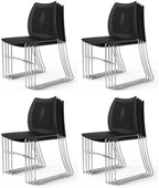 12 Pack Plastic Stacking Chairs, Stackable Office Chairs, Black in Black