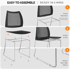 12 Pack Plastic Stacking Chairs, Stackable Office Chairs, Black in Black, alternate view 5