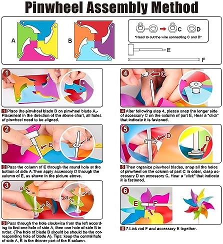12 Pack Rainbow Pinwheels for Yard and Garden, Rainbow Party Decorations for Kids, Colorful Garden Wind Spinners, alternate