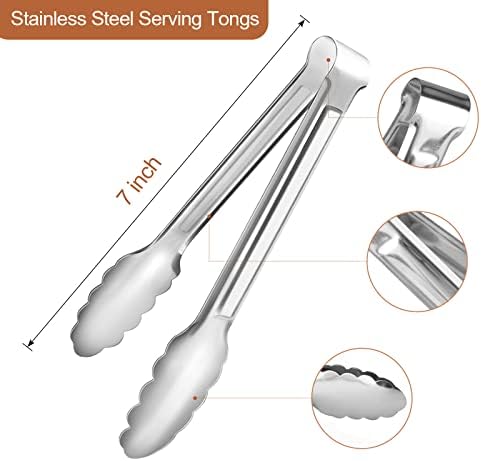 12 Pack Serving Tongs Kitchen Tongs, Buffet Tongs, Stainless Steel Food Tong Serving Tong, small tongs in Silver, alternate