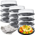 12 Pack Serving Trays with Lids, Round Trays, Black,16inch in 16 inch in Black