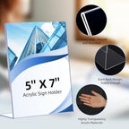 12 Pack Slanted Back Acrylic Sign Holders 5x7 for Business & Store, Tabletop Vertical Sign Holder with Anti-Slip, alternate