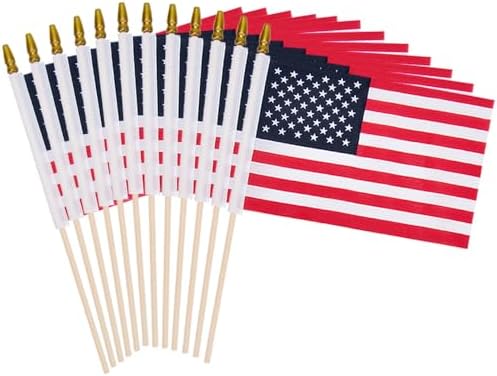 12 Pack Small American Flags on Stick Mini US Flag for Outside 8x12 Inch in 8x12 Inch