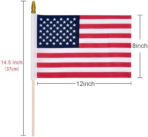 12 Pack Small American Flags on Stick Mini US Flag for Outside 8x12 Inch in 8x12 Inch, alternate view 3