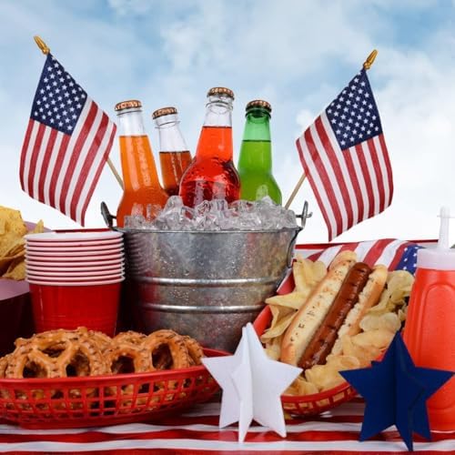 12 Pack Small American Flags on Stick Small US Flags/Mini American Flags for Outside 4x6 Inch American Hand Held, alternate