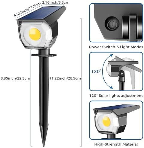 12 Pack Solar Spot Lights Outdoor Waterproof, Landscape Spotlights, alternate view 2