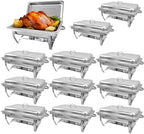 12 Pack Stainless Steel 8 Quart Full Size Chafing Dishes