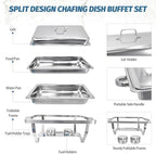 12 Pack Stainless Steel 8 Quart Full Size Chafing Dishes, alternate view 3