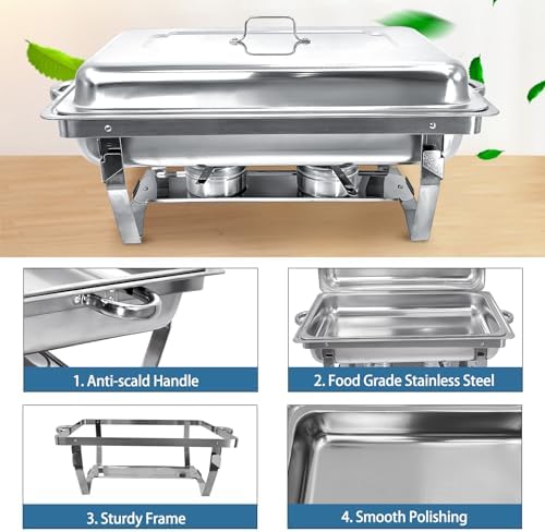 12 Pack Stainless Steel 8 Quart Full Size Chafing Dishes, alternate view 4
