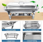 12 Pack Stainless Steel 8 Quart Full Size Chafing Dishes, alternate view 4
