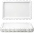 12-Pack White Serving Tray Set, 14.4" X 9.3" Rectangle Disposable Plastic Platters for Cookies, Desserts