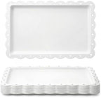 12-Pack White Serving Tray Set, 14.4" X 9.3" Rectangle Disposable Plastic Platters for Cookies, Desserts