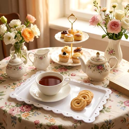 12-Pack White Serving Tray Set, 14.4" X 9.3" Rectangle Disposable Plastic Platters for Cookies, Desserts, alternate view 2