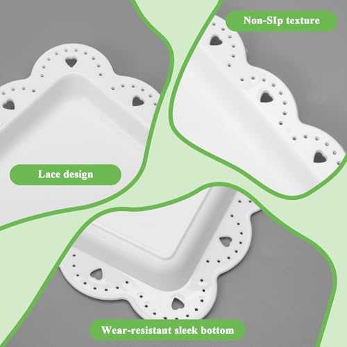 12-Pack White Serving Tray Set, 14.4" X 9.3" Rectangle Disposable Plastic Platters for Cookies, Desserts, alternate view 4