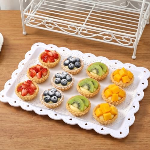 12-Pack White Serving Tray Set, 14.4" X 9.3" Rectangle Disposable Plastic Platters for Cookies, Desserts, alternate view 5