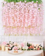 12 Pack Wisteria Hanging Flowers, 3.6 Feet Light Pink Artificial Flowers, Fake Wisteria Vines for Bedroom