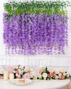 12 Pack Wisteria Hanging Flowers, 3.6 Feet/Pcs Purple Wisteria Artificial Flowers, Fake Wisteria Flowers