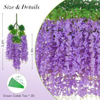 12 Pack Wisteria Hanging Flowers, 3.6 Feet/Pcs Purple Wisteria Artificial Flowers, Fake Wisteria Flowers, alternate view 2
