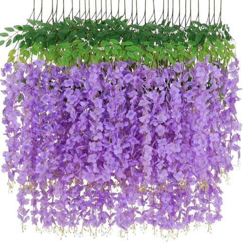 12 Pack Wisteria Hanging Flowers, 3.6 Feet/Pcs Purple Wisteria Artificial Flowers, Fake Wisteria Flowers, alternate view 3