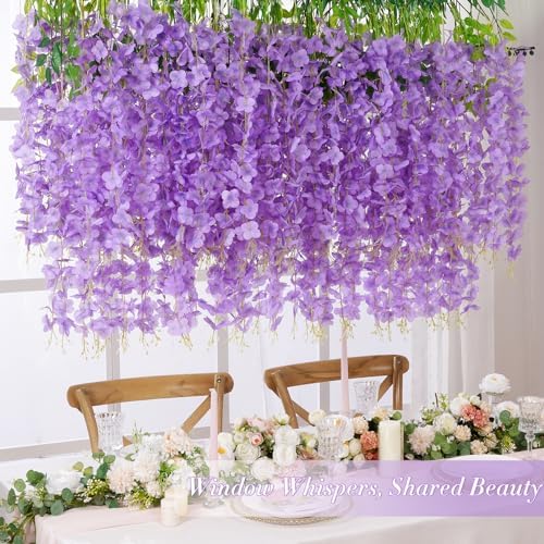 12 Pack Wisteria Hanging Flowers, 3.6 Feet/Pcs Purple Wisteria Artificial Flowers, Fake Wisteria Flowers, alternate view 4