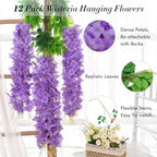 12 Pack Wisteria Hanging Flowers, 3.6 Feet/Pcs Purple Wisteria Artificial Flowers, Fake Wisteria Flowers, alternate view 5