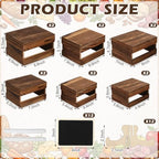 12 Pack Wood Buffet Riser with Mini Signs and Marker 6 Sizes in Dark Brown, alternate view 2