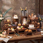 12 Pack Wood Buffet Riser with Mini Signs and Marker 6 Sizes in Dark Brown, alternate view 3