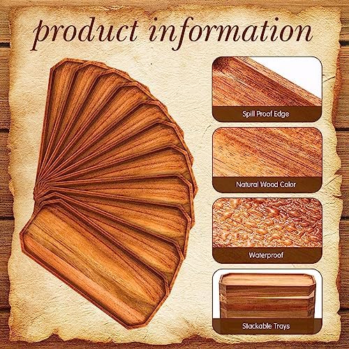12 Pack Wooden Serving Platter Acacia Wood Platters 14 x 5.5 Inch Rustic Serving Tray Rectangular Charcuterie, alternate view