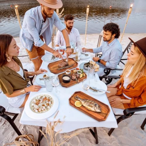 12 Pack Wooden Serving Platter Acacia Wood Platters 14 x 5.5 Inch Rustic Serving Tray Rectangular Charcuterie, alternate view
