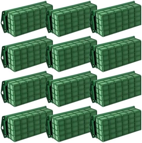 12 Packs Floral Foam Cage Rectangle Flower Cage Holders with Floral Foam Flower Arrangement Supplies for Fresh