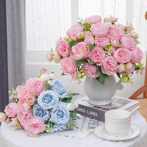 12 Packs Peonies Artificial Flowers, Light Pink Silk Artificial Peonies in Light Pink, alternate view 2