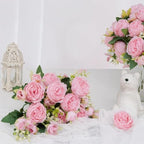 12 Packs Peonies Artificial Flowers, Light Pink Silk Artificial Peonies in Light Pink, alternate view 5