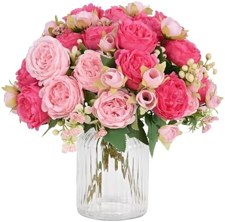 12 Packs Peonies Artificial Flowers, Mixed Pink Silk Artificial Peonies in Mixed Pink