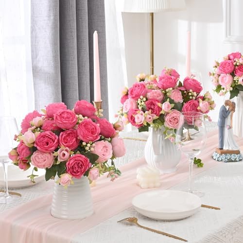 12 Packs Peonies Artificial Flowers, Mixed Pink Silk Artificial Peonies in Mixed Pink, alternate view 3