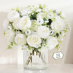 12 Packs Peonies Artificial Flowers, White Silk Flowers Artificial Peonies in White
