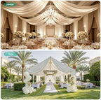 12 Panels 5ft(W) x 20ft(L) Ivory Ceiling Drapes for Wedding Parties, alternate view 3
