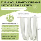 12 Panels 5ft(W) x 20ft(L) Ivory Ceiling Drapes for Wedding Parties, alternate view 6