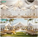 12 Panels 5ft(W) x 20ft(L) White Ceiling Drapes for Wedding Parties, alternate view 4