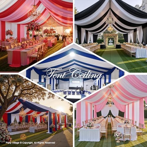 12 Panels 5ftx30ft White Ceiling Drapes for Wedding Parties, alternate view 5
