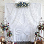 12 Panels 5x12ft White Backdrop Curtains for Parties, Wrinkle Free Polyester Photo Backdrop Drapes 12 ft Long