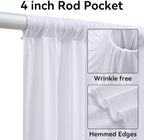 12 Panels 5x12ft White Backdrop Curtains for Parties, Wrinkle Free Polyester Photo Backdrop Drapes 12 ft Long, alternate view