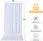 12 Panels 5x12ft White Backdrop Curtains for Parties, Wrinkle Free Polyester Photo Backdrop Drapes 12 ft Long, alternate view