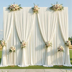 12 Panels 5x14ft Ivory Backdrop Curtains for Parties, Wrinkle Free Polyester Ivory Photo Backdrop Drapes 14 ft, alternate